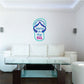 Round pool decal with blue and teal border and text "We're in the POOL"