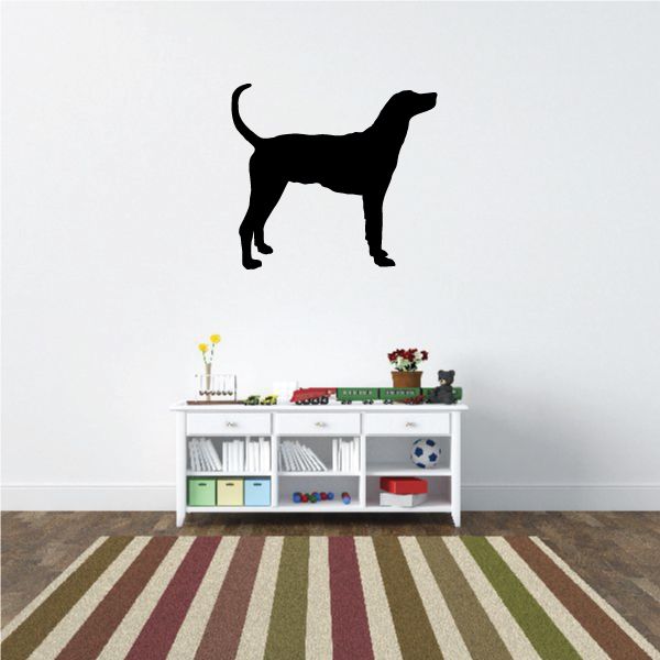 Black hound dog decal silhouette, side view