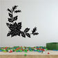 Black poinsettia corner wall decal with flower and leaf silhouettes