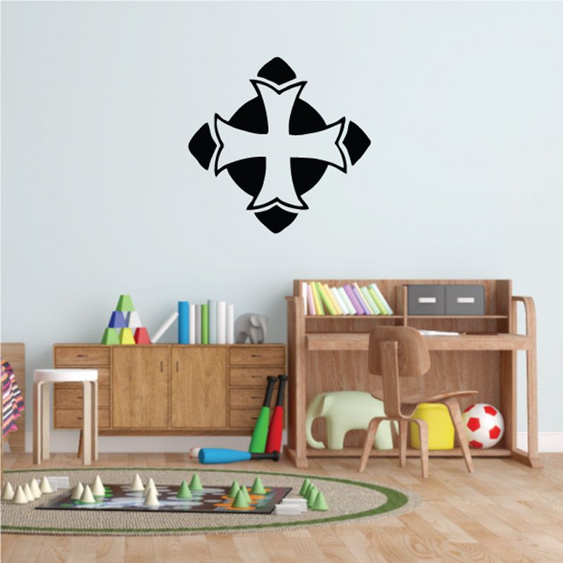 Image of Pointed Cross in Circle Decal