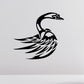Pointed-feather swan decal with black outline and layered feather detail