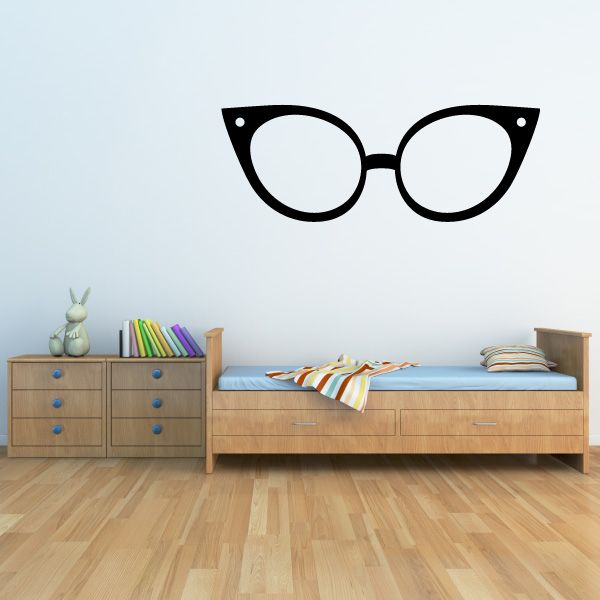 Cat-eye glasses decal with pointed frames and black outline