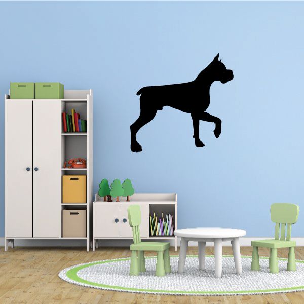 Pointing boxer dog wall decal, black silhouette
