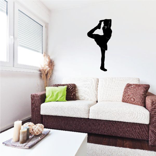 Black pointing cheerleader silhouette decal, full-body pose
