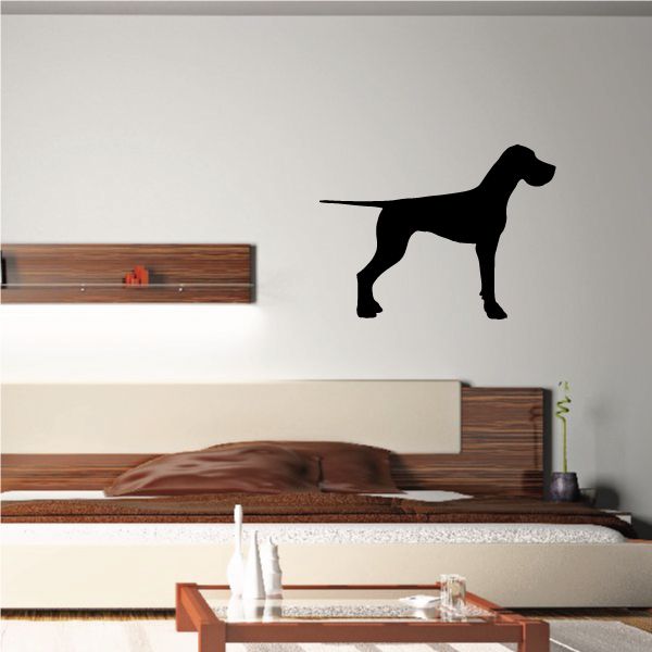 Pointing Great Dane wall decal with black pointing dog silhouette