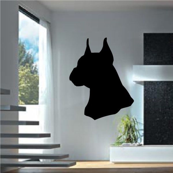Black dog head decal with pointy ears silhouette