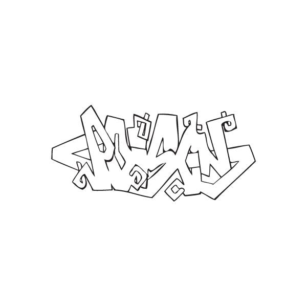Graffiti decal with stylized Poison text in black