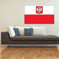Poland flag sticker, white and red stripes with eagle crest