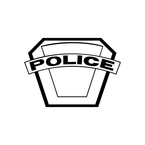 Police badge decal with bold POLICE lettering