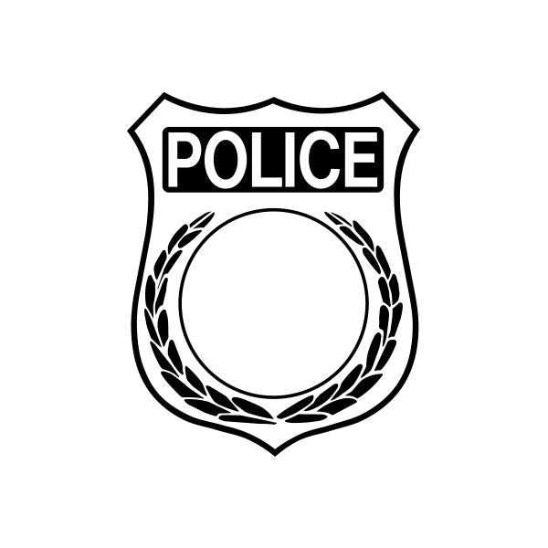 Police badge decal with POLICE text and laurel wreath shield outline
