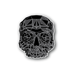 Polygonal skull vinyl sticker with white geometric skull design