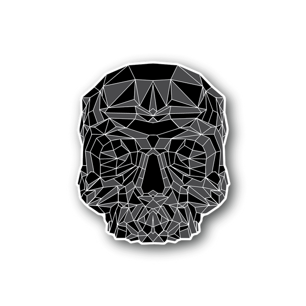 Polygonal skull vinyl sticker with white geometric skull design