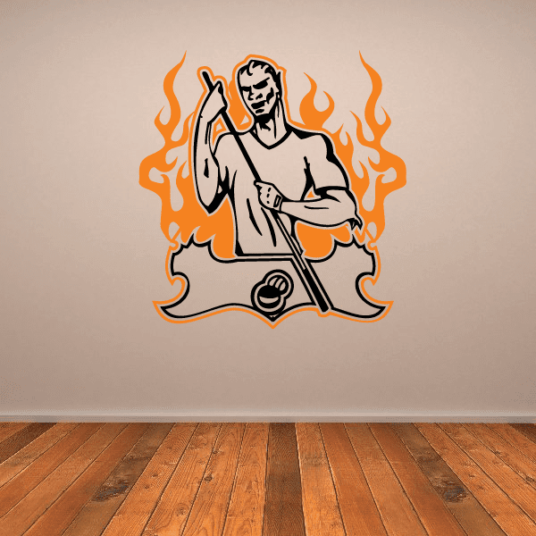 Image of Pool Table Player Flaming Background Decal