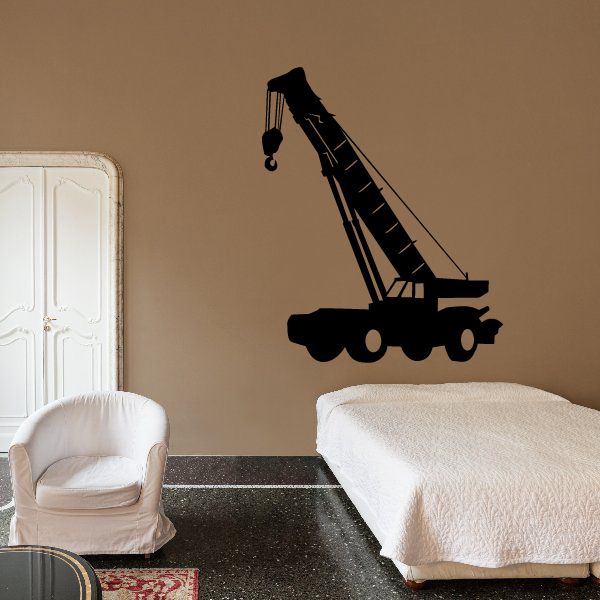 Portable crane wall decal, black silhouette