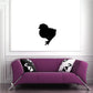 Baby chick wall decal silhouette, small black posed chick on a wall