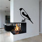 Posed finch wall decal with black bird silhouette, beak and raised feet