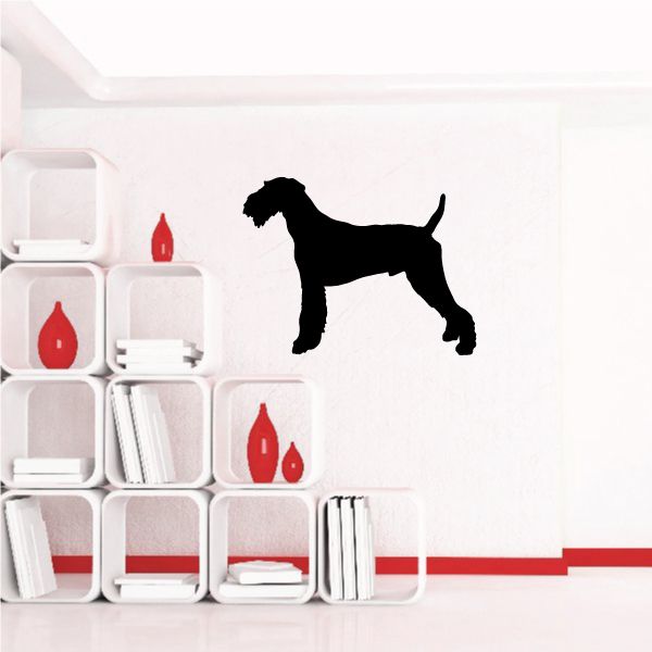 Posing Airedale terrier decal, black dog silhouette