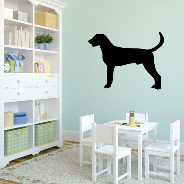American fox hound wall decal, black standing dog silhouette