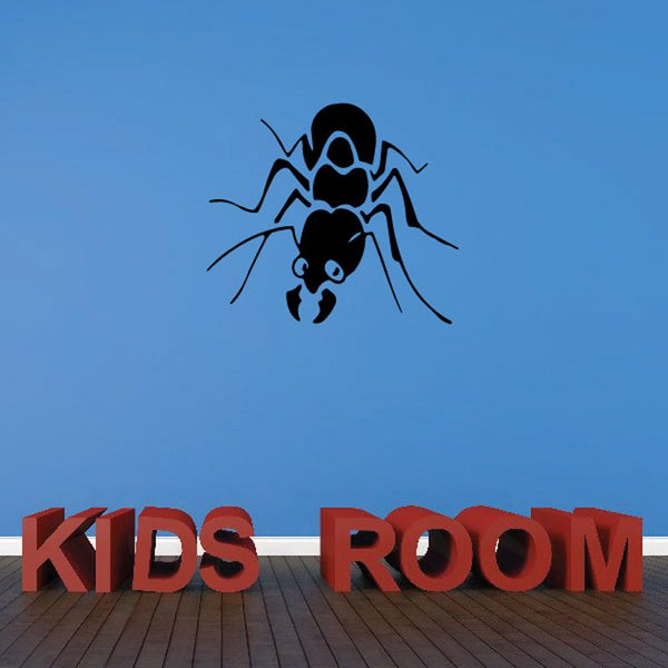 Kids room wall decal set with posing ant graphic and bold red text