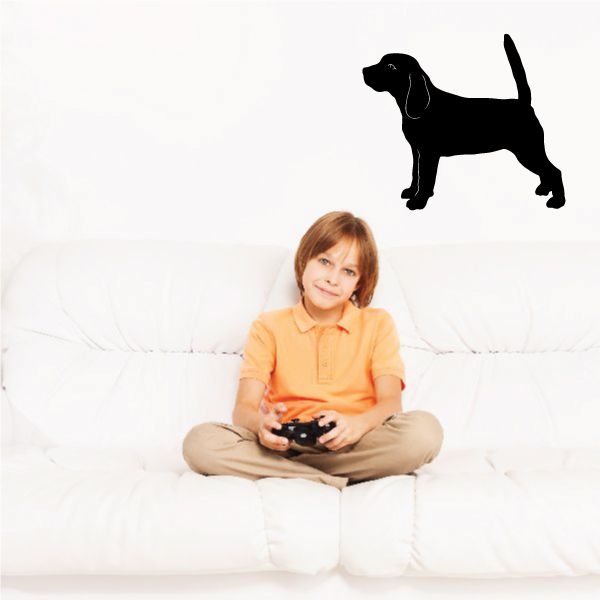 Black beagle standing wall decal silhouette