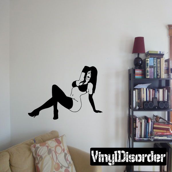 Black lingerie woman silhouette wall decal