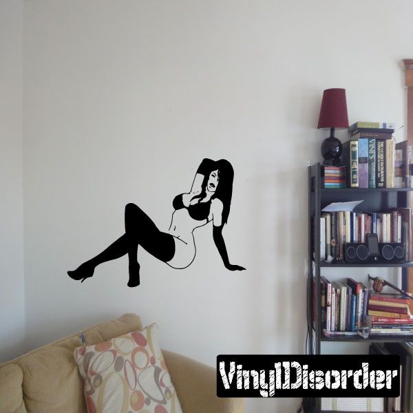 Image of Posing Bottomless Woman in Lingerie Decal