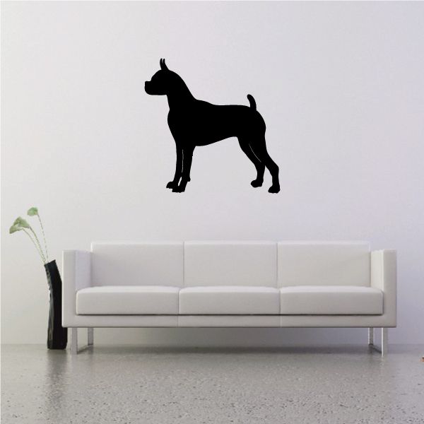 Boxer dog wall decal with black standing silhouette
