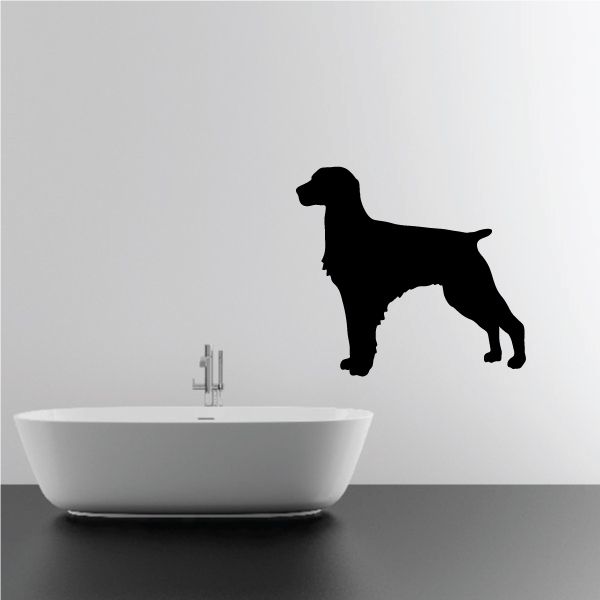 Black silhouette Brittany dog decal in standing pose