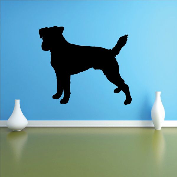Black Parson Russell Terrier decal in side-standing pose