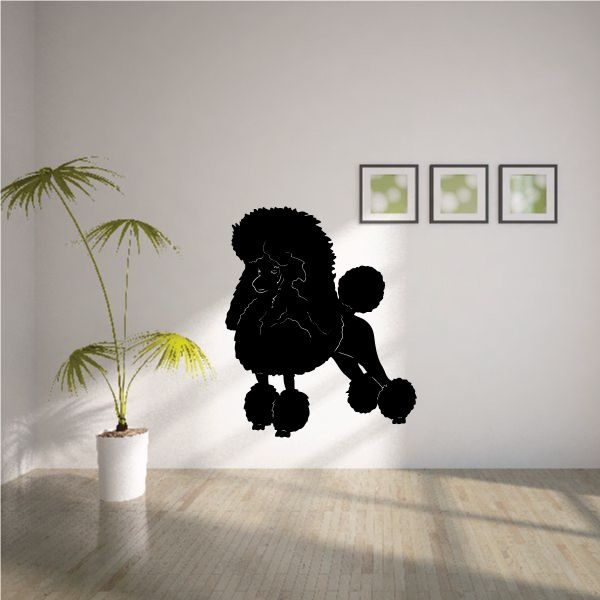 Black groomed poodle silhouette wall decal in posed stance