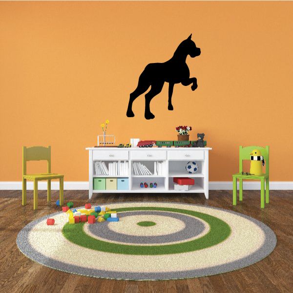 Black boxer dog decal, standing pose with head raised