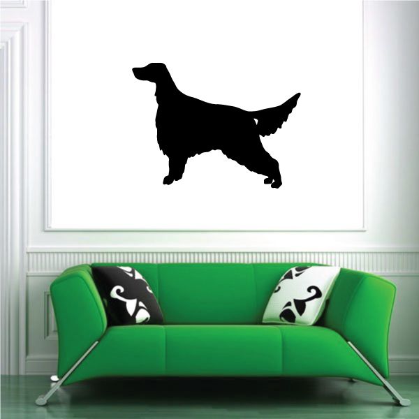 Black Irish setter dog silhouette decal, standing side profile