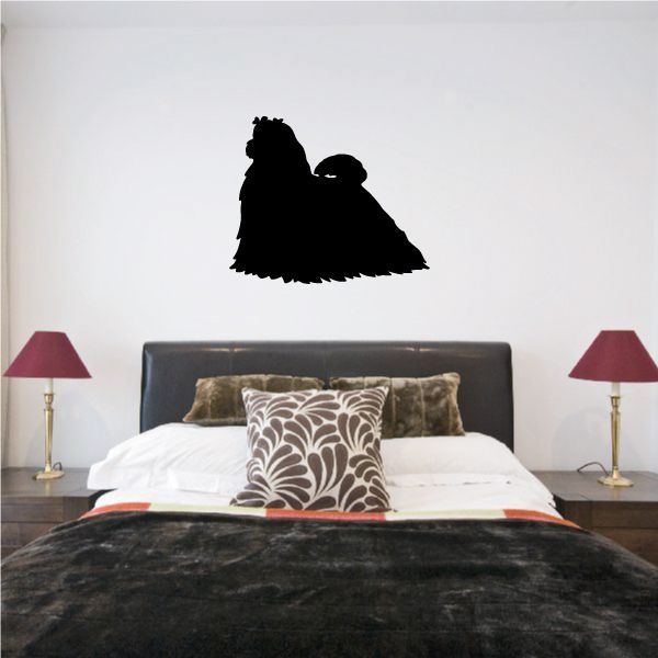 Maltese dog wall decal, black sitting silhouette with head turned