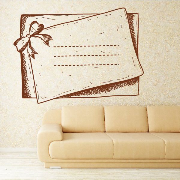 Christmas postcard vinyl decal with bow and blank message lines