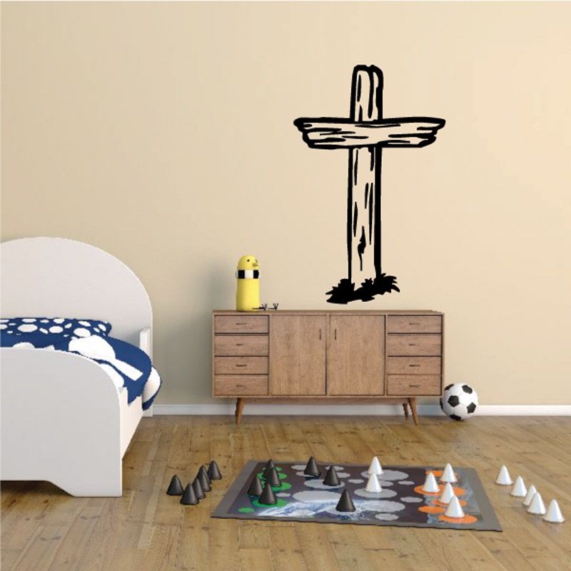 Image of Posted Wood Grain Detail Cross Decal