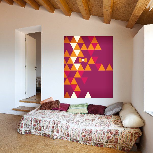 Colorful geometric triangle wall decal with a square design panel