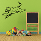 Attacking wolf decal, stylized green wolf with black outline and bared teeth