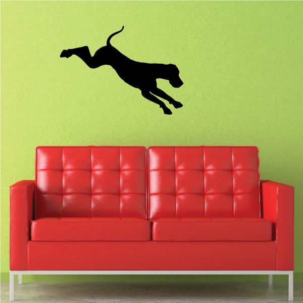 Pouncing Great Dane decal in black silhouette