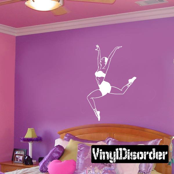 Prancing woman short-shorts wall decal with white outline