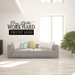 Inspirational wall decal with "Work Hard Trust God" quote