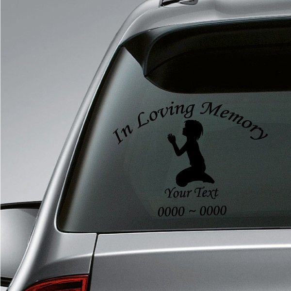 Image of Praying Boy Custom In Loving Memory Decal