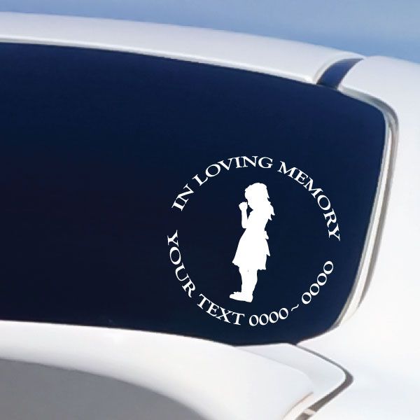 Image of Praying Girl Custom In Loving Memory Decal