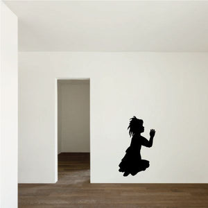 Kneeling praying girl decal in black silhouette, hands clasped