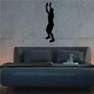Praying man standing vinyl wall decal, black silhouette with raised hands
