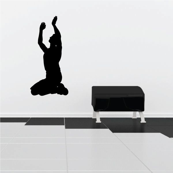 Praying man silhouette decal with arms raised