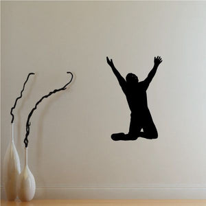 Praying man decal with open hands, black silhouette
