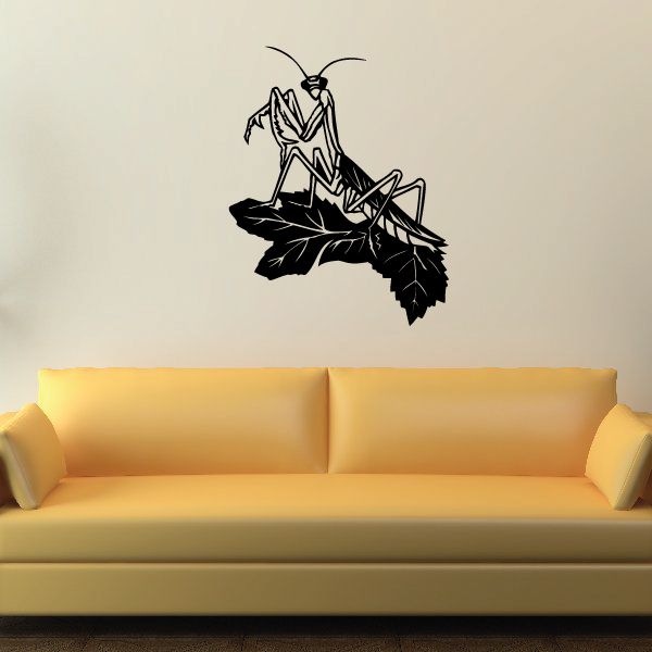 Image of Praying Mantis on Leaf Decal