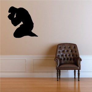 Praying muscle man decal, black praying silhouette