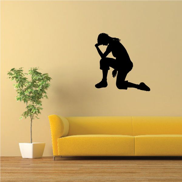 Image of Praying Woman Looking down Decal