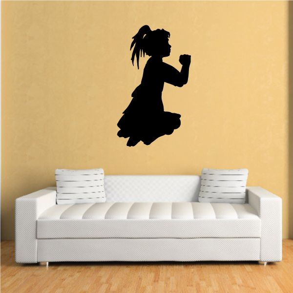 Praying young girl wall decal, black silhouette with hands clasped
